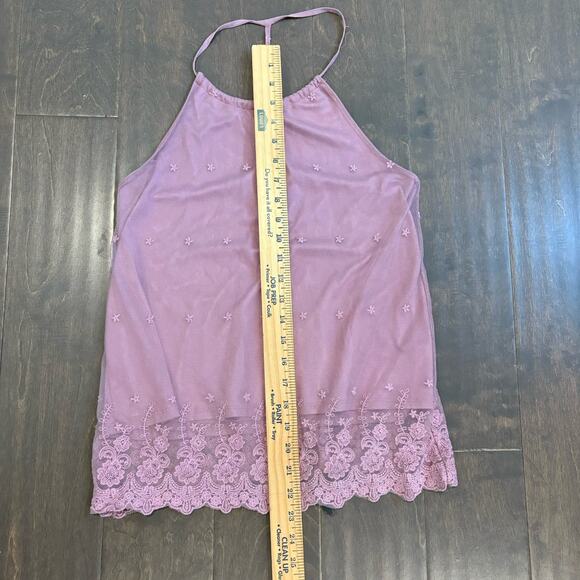 Wet Seal Mesh Overlay Y2K Halter Tank S Pink Fairy Coquette Bloom Dainty Lace - Picture 8 of 11